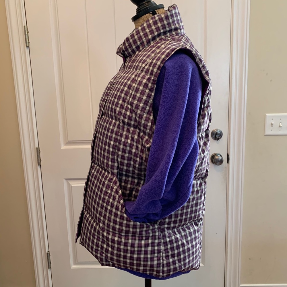 Land’s End Purple Plaid Down Filled Vest Sz Large - Picture 5 of 7